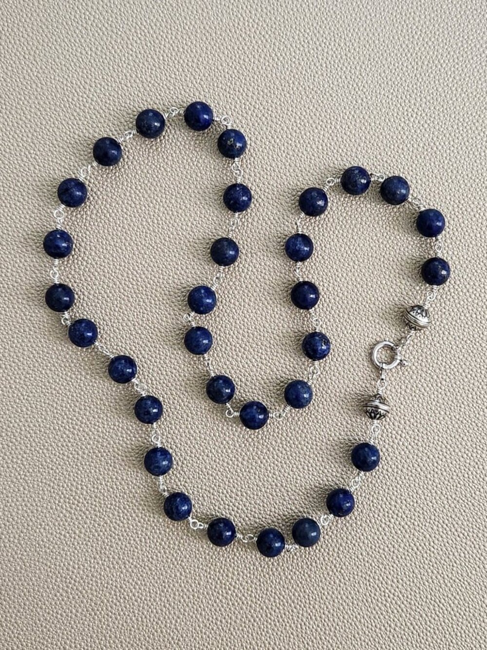 10MM LAPIS LAZULI NECKLACE-26"